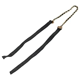 Chanel-CHANEL Chain Belt Metal Leather 49.6"" Gold Black CC Auth yk17255-Black,Golden