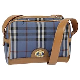 Autre Marque-Burberrys Nova Check Shoulder Bag PVC Leather Blue Auth 112994-Blue