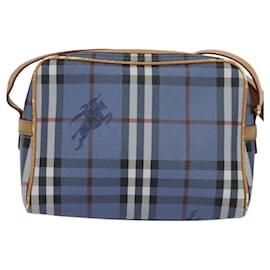 Autre Marque-Burberrys Nova Check Shoulder Bag PVC Leather Blue Auth 112994-Blue