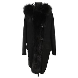 Yves Salomon Black coat Black