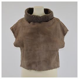 BRUNELLO CUCINELLI Top T.FR 42 Camoscio Marrone