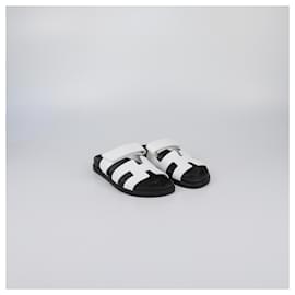 Hermès-HERMES Flats T.EU 38 Leather-White