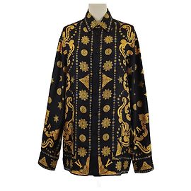 VERSACE Hemden T.FR 40 Seide Schwarz