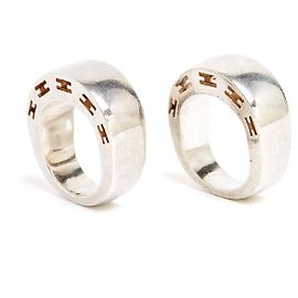 Hermès 2 Silber Klarheit Ringe T48 Silber Sterling Klarheit Ring x 2 US4.5 Hermes Silber