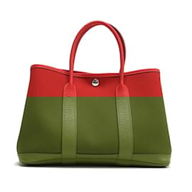 Hermès-Sac Tote 30 TPM Hermes Garden en Vermillon-Rouge