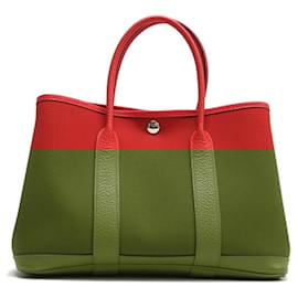 Hermès-Sac Tote 30 TPM Hermes Garden en Vermillon-Rouge