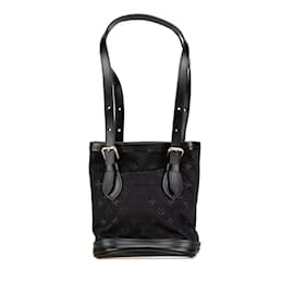 Louis Vuitton-Louis Vuitton Monogram Satin Little Bucket Mini Handbag-Black