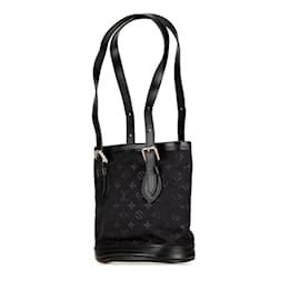Louis Vuitton-Louis Vuitton Monogram Satin Little Bucket Mini Handbag-Black
