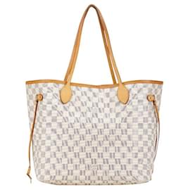 Louis Vuitton-Louis Vuitton Damier Azur Neverfull MM Handbag-White,Cream