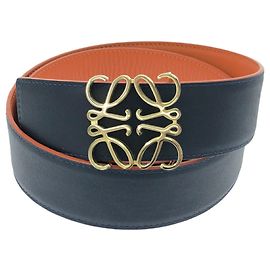 Cinturón Reversible Anagrama Loewe Naranja Azul marino