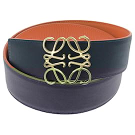Loewe-Loewe Anagram Reversible Belt-Orange,Navy blue