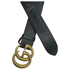 Gucci-Gucci Standard Black Belt with Double G Buckle-Black
