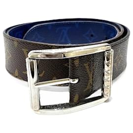 Louis Vuitton-Cinto Reverso Santur Monograma Louis Vuitton-Marrom,Azul