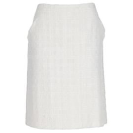 Chanel-Chanel White Bouclé Cotton Skirt - 2000s-White
