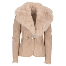 Gucci-Gucci Beige Sheepskin Shearling Coat - 2000s-Beige