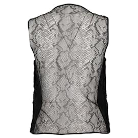 Gucci-Gucci Black Mink and Lace Sleeveless Top - 2000s-Black