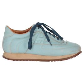 Hermès Light Blue Leather Sneakers - 2000s Blue Light brown