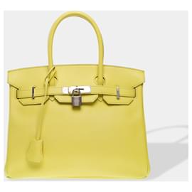 Hermès-HERMES Birkin 30 Bag in Yellow Leather - 102509-Yellow