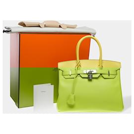 Hermès-HERMES Birkin 30 Bag in Yellow Leather - 102509-Yellow