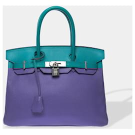 Hermès-HERMES Birkin 30 Bag in Blue Leather - 102502-Blue