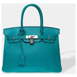 Hermès HERMES Birkin 30 Tasche aus blauer Leder - 102502 Blau