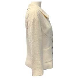 Chanel-Chanel Ivory Boucle Jacket with Enamel Buttons-Cream