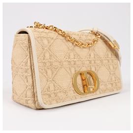 Dior-Christian Dior Caro Raffia x Leather Medium Shoulder Bag in Beige-Beige