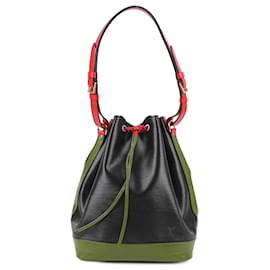 Louis Vuitton-LOUIS VUITTON Epi Leather Noe Shoulder Bag in Black x Castilian Red-Red