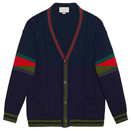 Gucci-Cardigã oversized de tricô Gucci-Azul,Verde