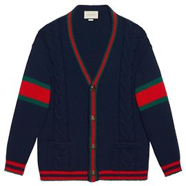 Gucci Oversize Kabelstrick-Cardigan Blau Grün