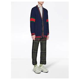 Gucci-Gucci Oversize cable knit cardigan-Blue,Green