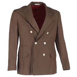 Blazer de linho de botão duplo Brunello Cucinelli em lã marrom Marrom