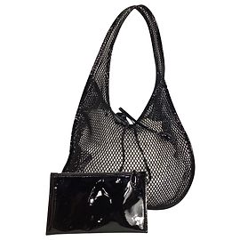 Alaïa Mesh Tote Bag in Black Patent Leather Black