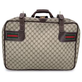 Gucci-Vintage GG Supreme Monogram Canvas Suitcase Travel Bag-Beige