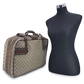 Gucci-Vintage GG Supreme Monogram Canvas Suitcase Travel Bag-Beige