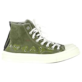 Comme Des Garcons-CDG x Converse Chuck Taylor All Star 70 Hi Sneakers in Olive Canvas-Green,Olive green