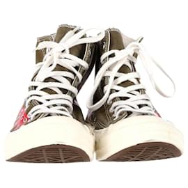 Comme Des Garcons-CDG x Converse Chuck Taylor All Star 70 Hi Sneakers in Olive Canvas-Green,Olive green