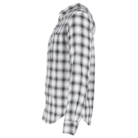 Saint Laurent-Saint Laurent Checked Button-Down Shirt in Grey Cotton-Grey