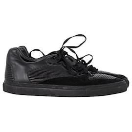 Balenciaga-Balenciaga Pleated Sneakers in Black Suede and Leather-Black