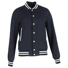 Veste Varsity Rayée Sandro Paris en Polyester Bleu Marine Bleu Bleu Marine