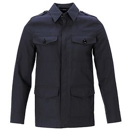 Tom Ford Secured Button Jacket with Pockets in Navy Blue Cotton Blue Navy blue