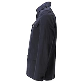Tom Ford- Tom Ford Secured Button Jacket with Pockets in Navy Blue Cotton-Blue,Navy blue