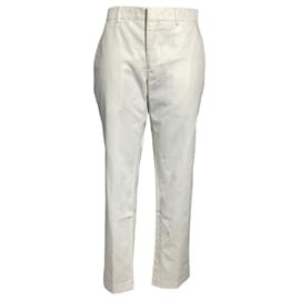 Hermès- Hermès Straight-Leg Trousers in White Cotton-White,Cream