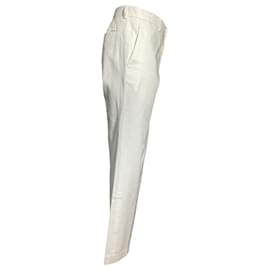 Hermès- Hermès Straight-Leg Trousers in White Cotton-White,Cream