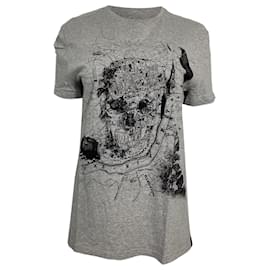 Alexander Mcqueen- Alexander Mcqueen Skull Print T-Shirt in Grey Cotton-Grey