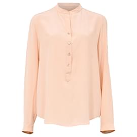 Stella Mc Cartney-Stella McCartney Mandarin Collar Shirt in Peach Silk-Peach