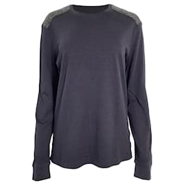 Giorgio Armani- Giorgio Armani Color-Block Sweater in Navy Blue and Grey Cotton-Blue,Navy blue
