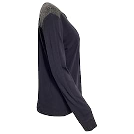 Giorgio Armani- Giorgio Armani Color-Block Sweater in Navy Blue and Grey Cotton-Blue,Navy blue