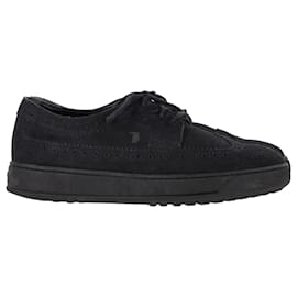 Tod's- Tod's Wingtip Lace-Up Sneakers in Black Suede-Black