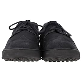 Tod's- Tod's Wingtip Lace-Up Sneakers in Black Suede-Black